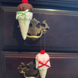 ⭐LAST DAY⭐ Vintage Crochet Stuffed Ice Cream Cones Christmas Ornaments